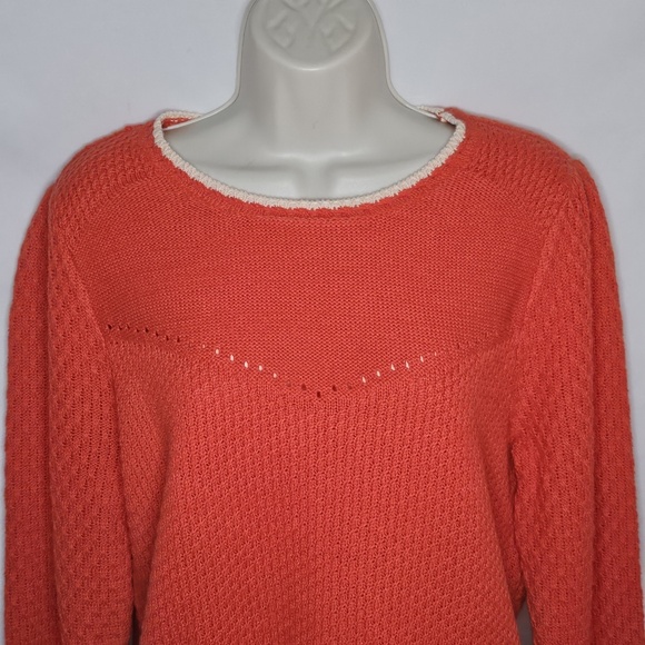 New Democracy Long Puff Sleeve Round Neck Mixed Stitch Sweater Poppy Red Size M - Picture 3 of 11